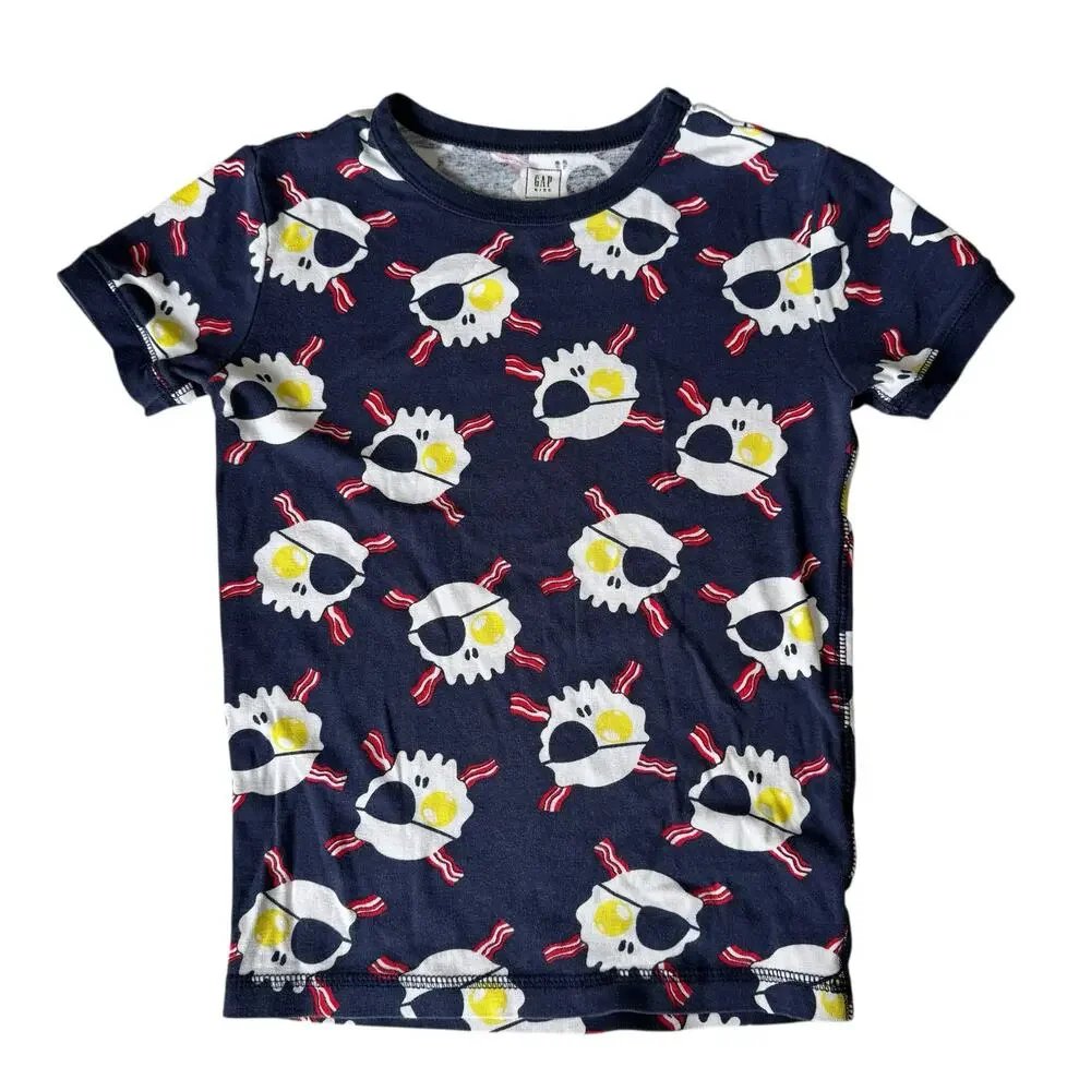 GAP Pirate Eggs and Bacon Pajama Set Size 10 Kids Red White Blue Short Sleeve